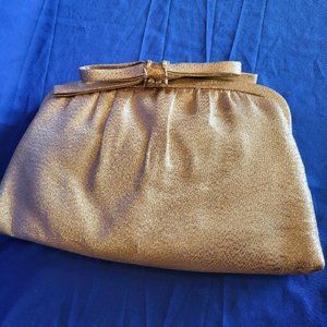 Vintage After Five Gold Lame Evening Clutch with Gold Closure